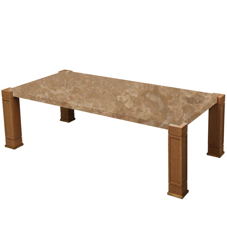 Faubourg Noce Travertine Inlay Coffee Table with Oak Legs