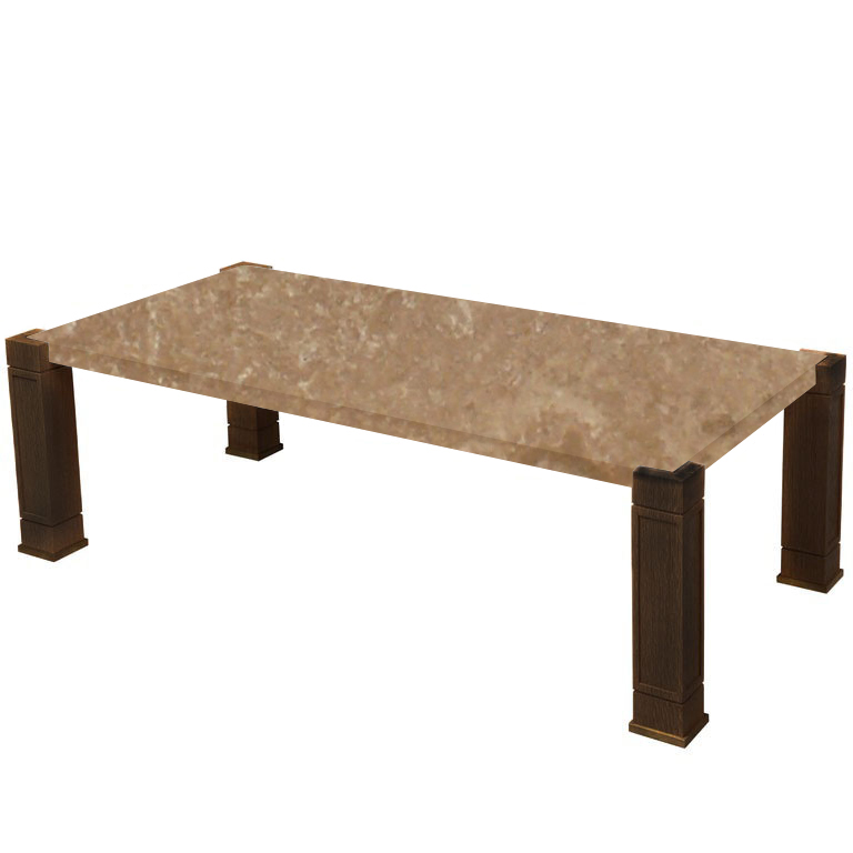 Faubourg Noce Travertine Inlay Coffee Table with Walnut Legs