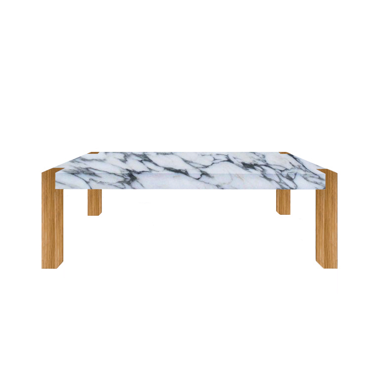 Arabescato Corchia Percopo Solid Marble Dining Table with Oak Legs