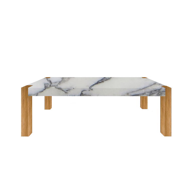 Arabescato Vagli Extra Percopo Solid Marble Dining Table with Oak Legs