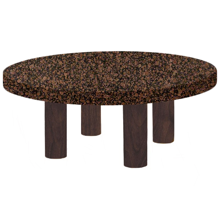 Round Baltic Brown Coffee Table with Circular Walnut Legs