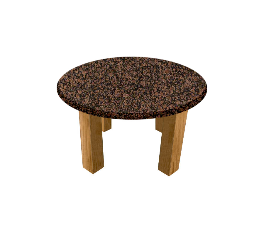 Baltic Brown Round Coffee Table with Square Oak Legs