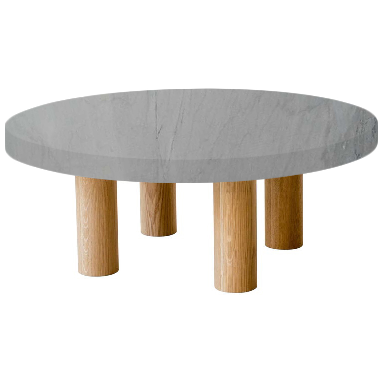 Round Bardiglio Imperial Coffee Table with Circular Oak Legs