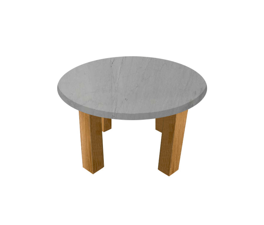 Bardiglio Imperial Round Coffee Table with Square Oak Legs