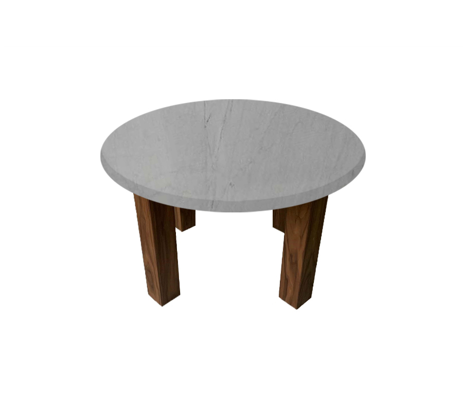 Bardiglio Imperial Round Coffee Table with Square Walnut Legs
