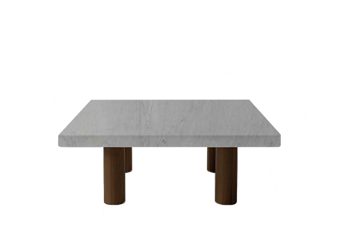 Bardiglio Imperial Square Coffee Table with Circular Walnut Legs