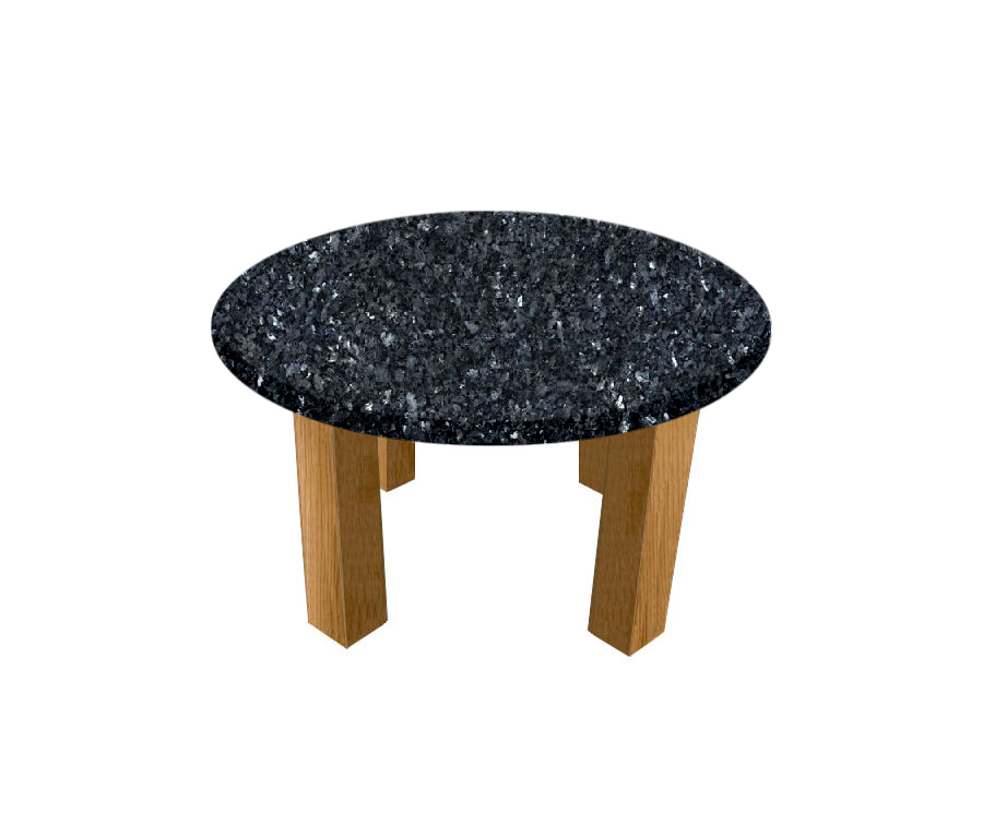 Blue Pearl Round Coffee Table with Square Oak Legs