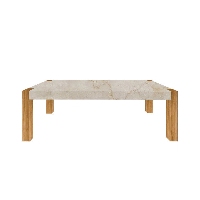 Botticino Classico Percopo Solid Marble Dining Table with Oak Legs