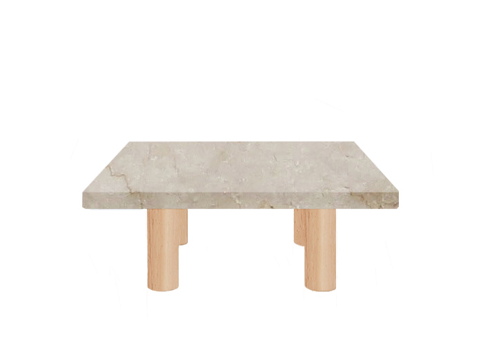 Small Square Botticino Classico Coffee Table with Circular Ash Legs