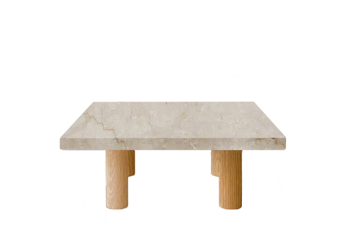 Botticino Classico Square Coffee Table with Circular Oak Legs