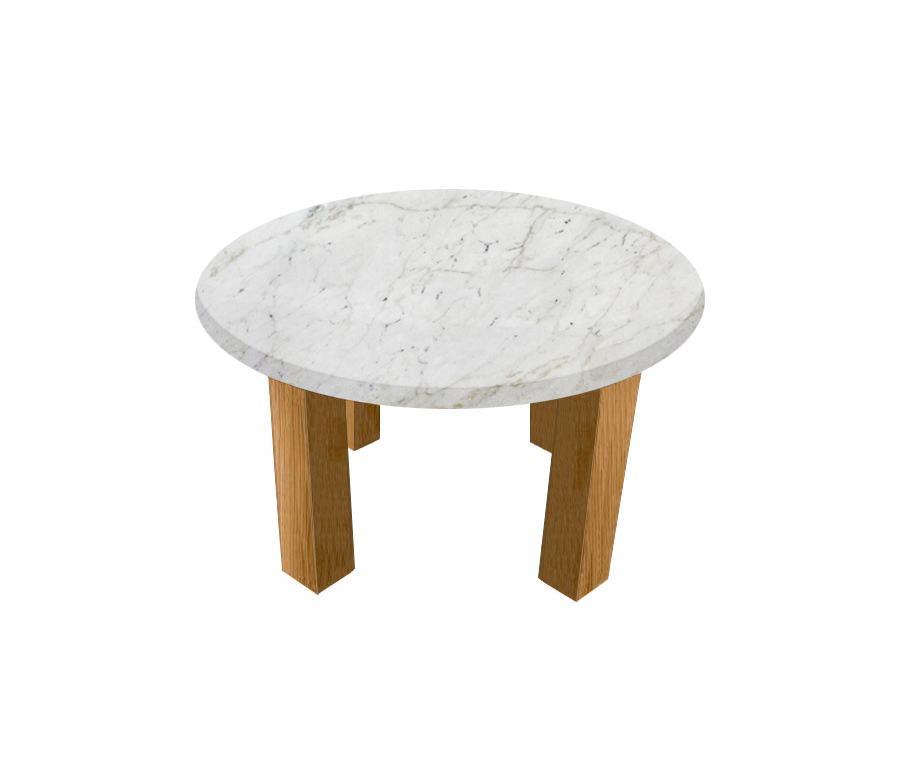 Calacatta Colorado Round Coffee Table with Square Oak Legs