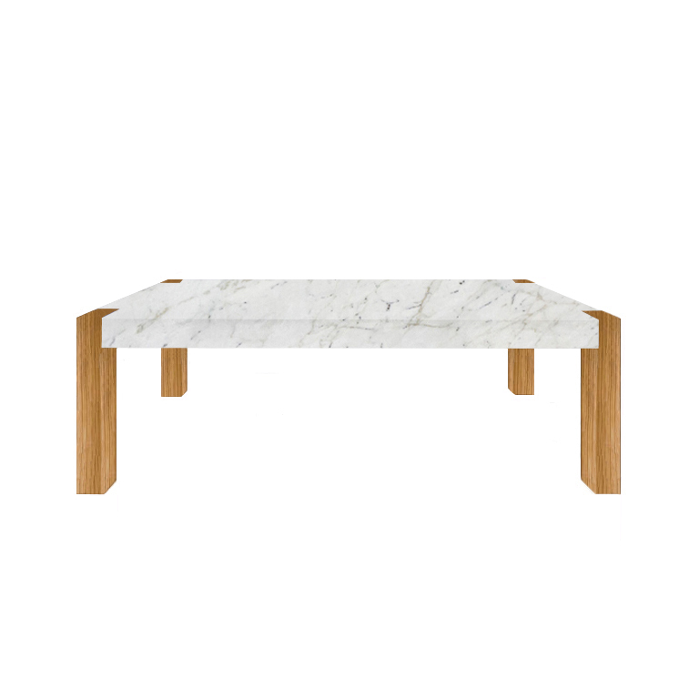 Calacatta Colorado Percopo Solid Marble Dining Table with Oak Legs