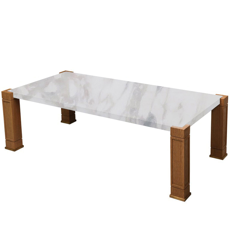 Faubourg Calacatta Ivory Inlay Coffee Table with Oak Legs