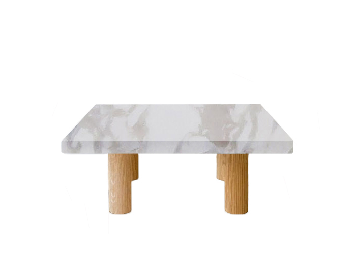 Calacatta Ivory Square Coffee Table with Circular Walnut Legs