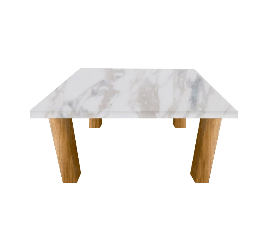 Calacatta Ivory Square Coffee Table with Square Oak Legs