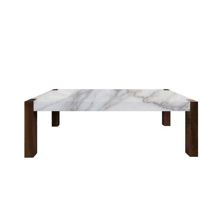 Calacatta Oro Percopo Solid Marble Dining Table with Walnut Legs