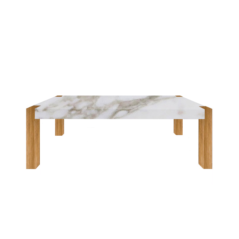 Calacatta Oro Extra Percopo Solid Marble Dining Table with Oak Legs