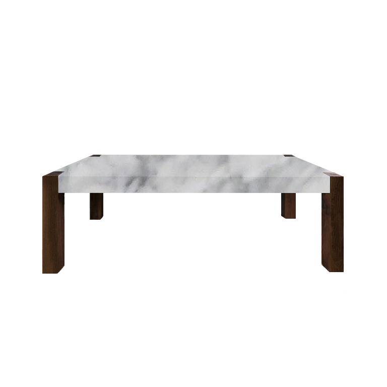 Carrara Marble Percopo Solid Marble Dining Table with Walnut Legs
