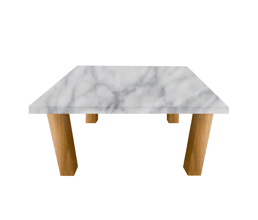 Carrara Marble Square Coffee Table with Square Oak Legs