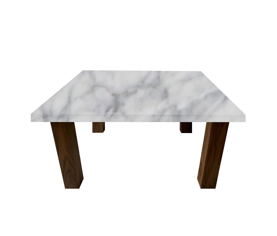 Carrara Marble Square Coffee Table with Square Walnut Legs