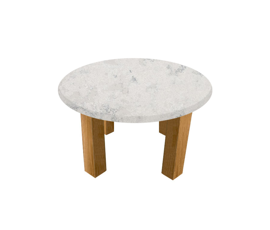 Concrete Quartz Round Coffee Table with Square Oak Legs