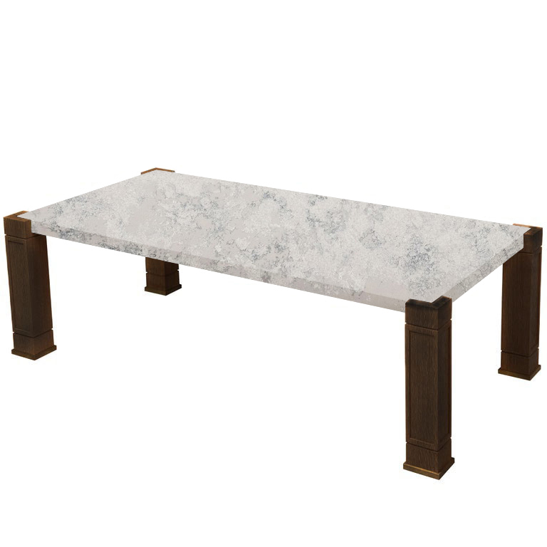 Faubourg Concrete Quartz Inlay Coffee Table with Walnut Legs