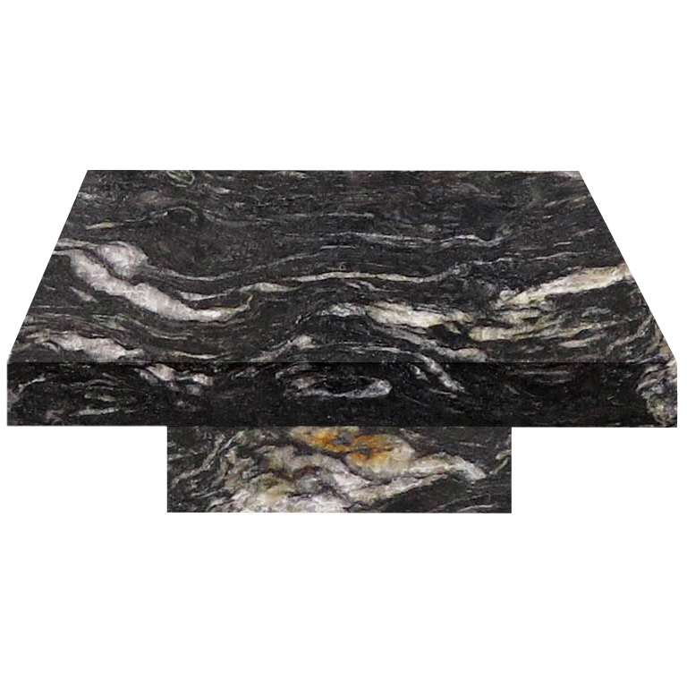 Cosmic Black Square Solid Granite Coffee Table