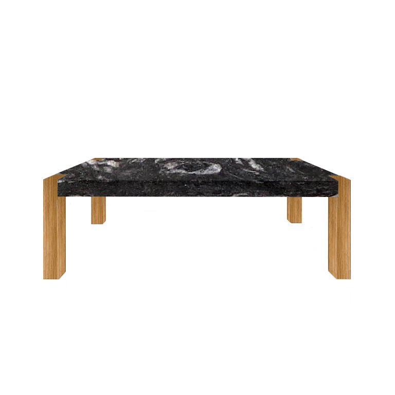 Cosmic Black Percopo Solid Granite Dining Table with Oak Legs