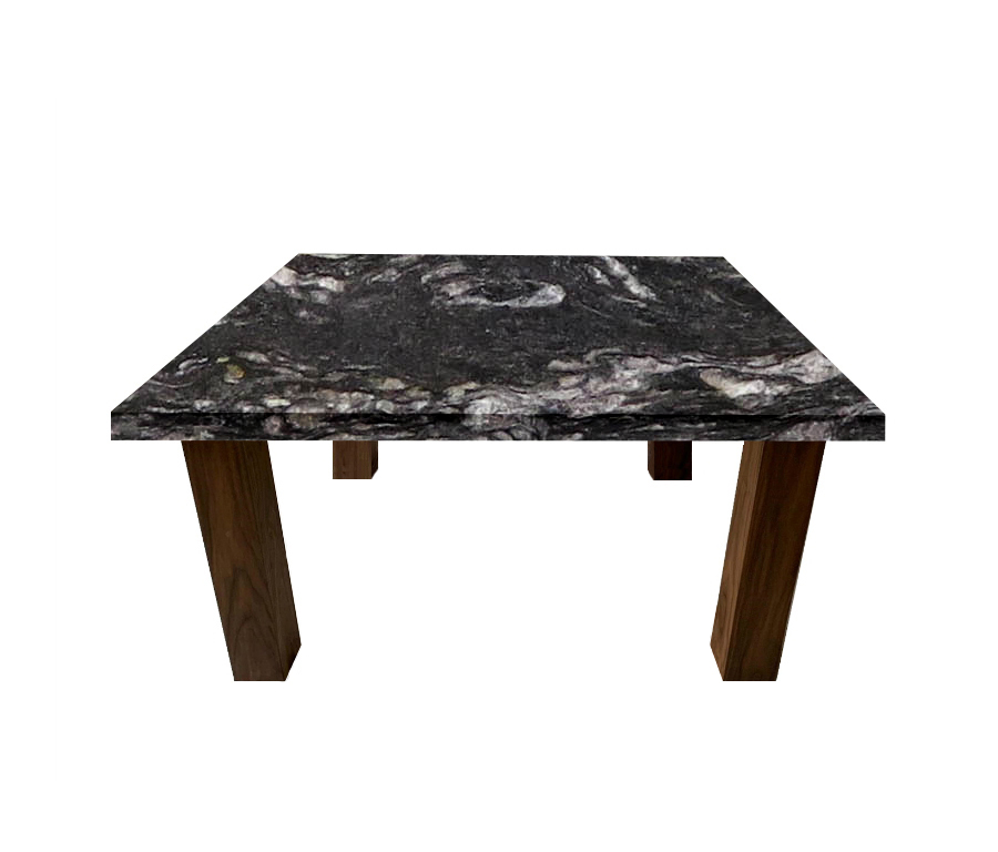 Cosmic Black Square Coffee Table with Square Walnut Legs