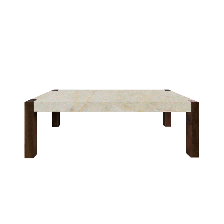 Crema Marfil Percopo Solid Marble Dining Table with Walnut Legs