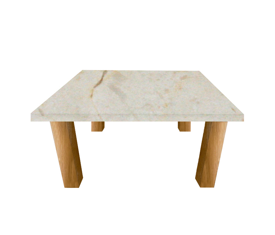 Crema Marfil Square Coffee Table with Square Oak Legs