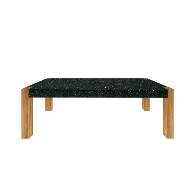 Emerald Pearl Percopo Solid Granite Dining Table with Oak Legs