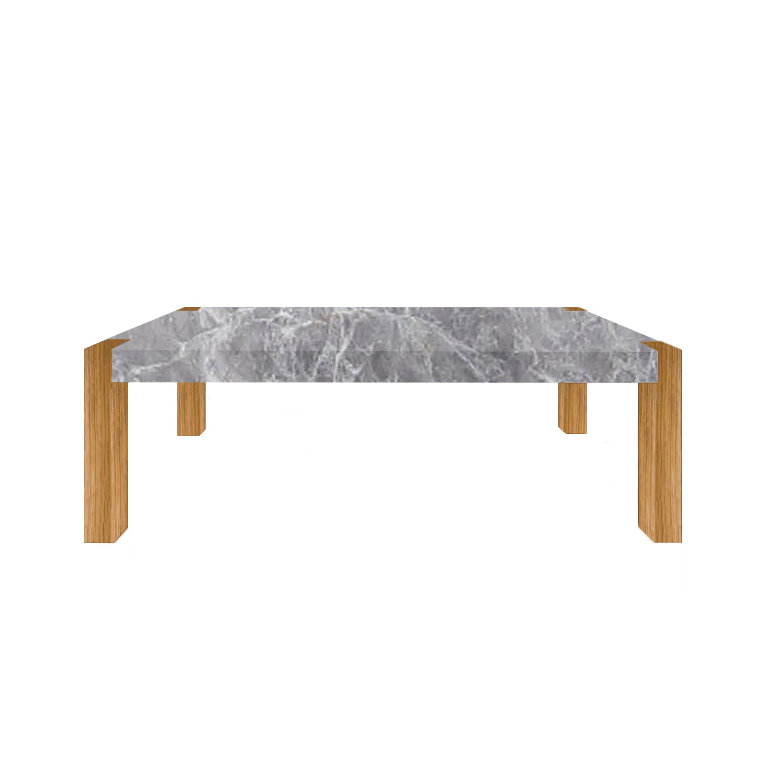 Emperador Grey Percopo Solid Marble Dining Table with Oak Legs