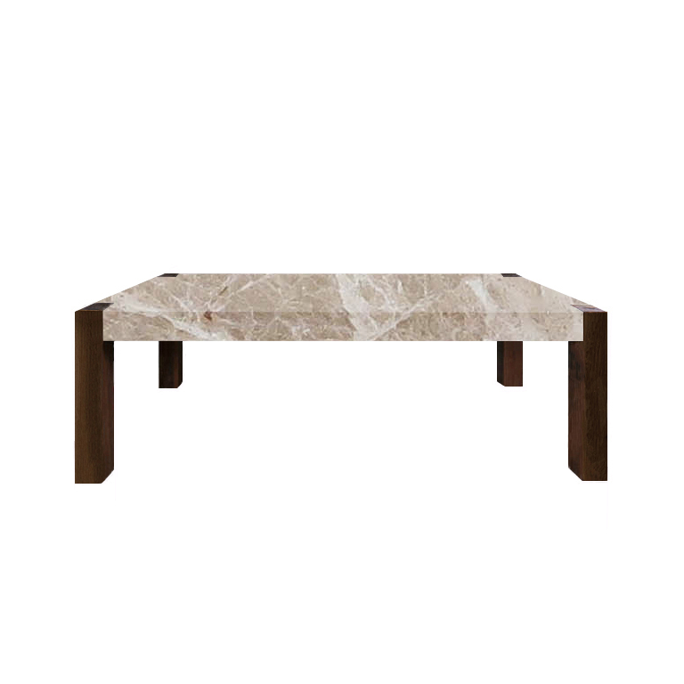 Emperador Light Percopo Solid Marble Dining Table with Walnut Legs