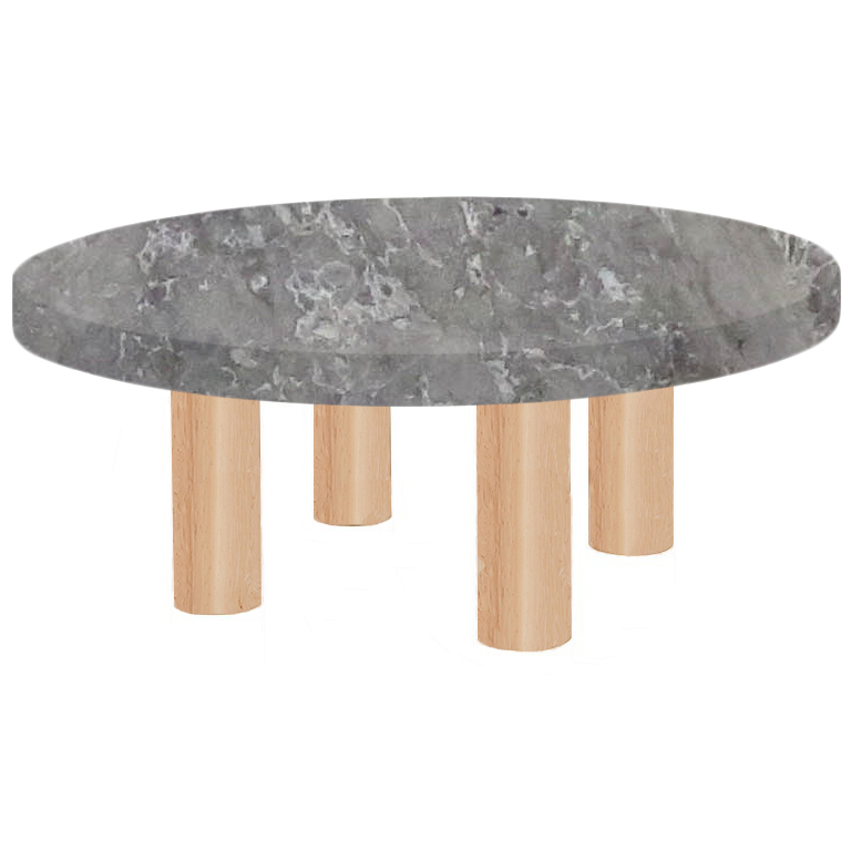 Round Emperador Silver Coffee Table with Circular Ash Legs