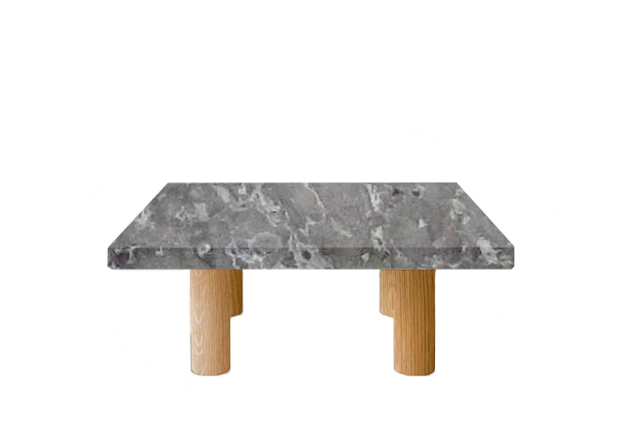 Small Square Emperador Silver Coffee Table with Circular Oak Legs