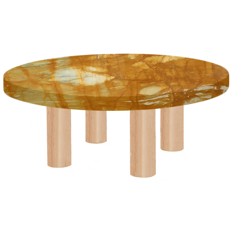 Round Giallo Sienna Coffee Table with Circular Ash Legs