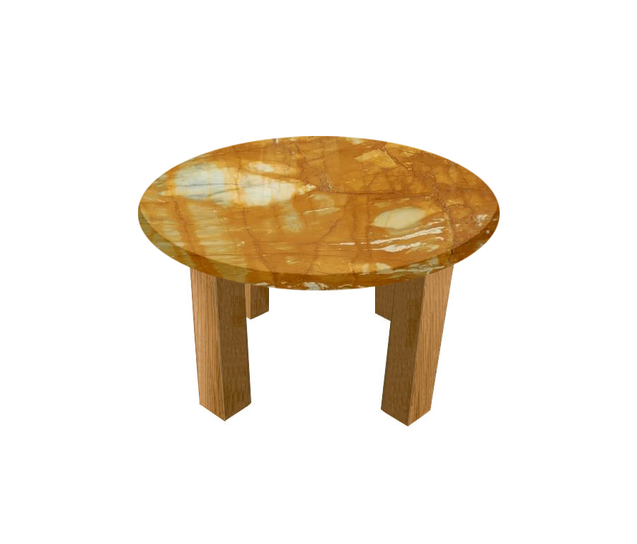 Giallo Sienna Round Coffee Table with Square Oak Legs