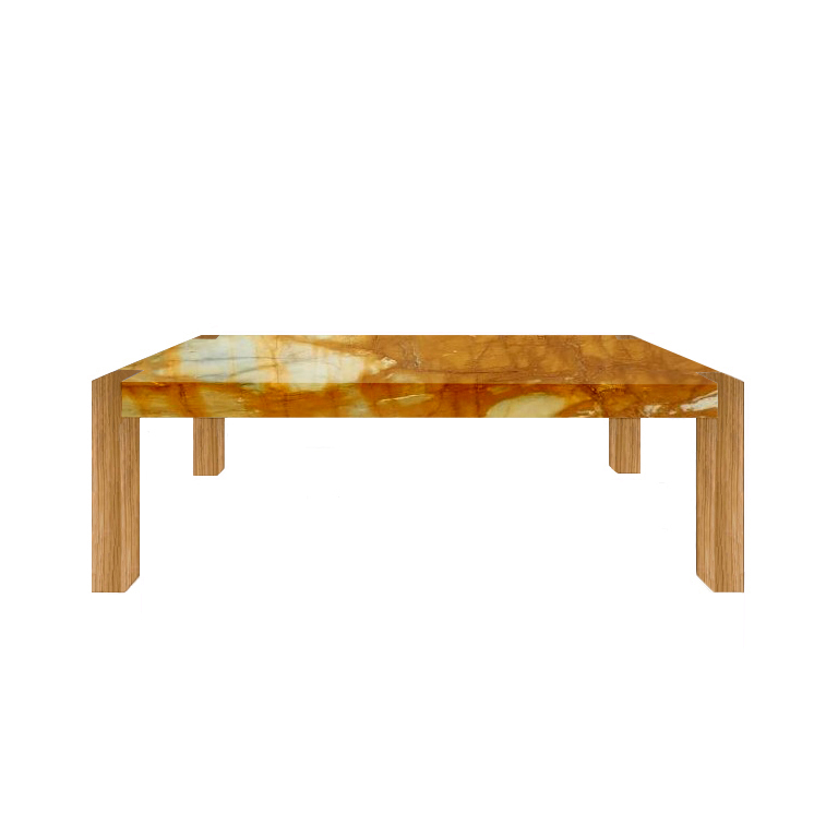 Giallo Sienna Percopo Marble Dining Table with Oak Legs