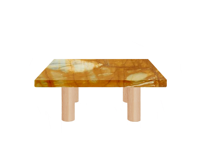 Giallo Sienna Square Coffee Table with Circular Ash Legs
