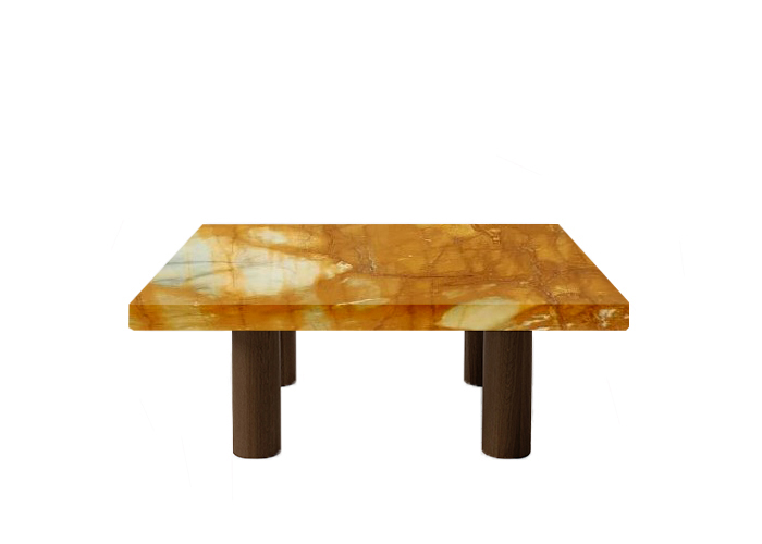 Giallo Sienna Square Coffee Table with Circular Walnut Legs