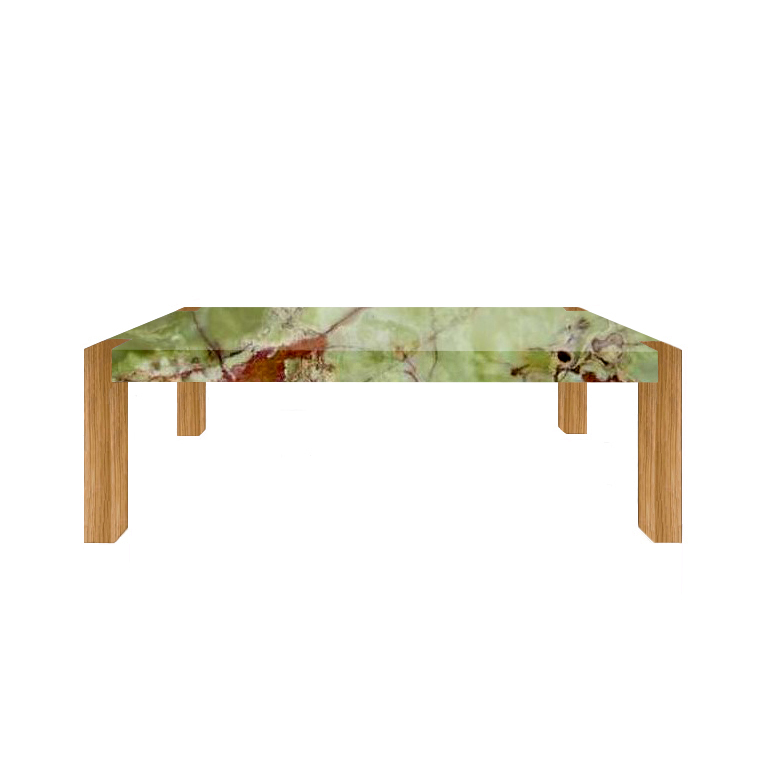 Green Percopo Solid Onyx Dining Table with Oak Legs