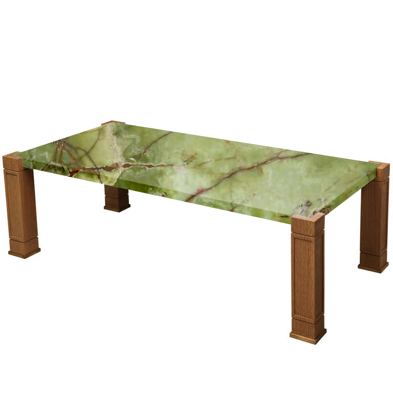 Faubourg Green Onyx Inlay Coffee Table with Oak Legs
