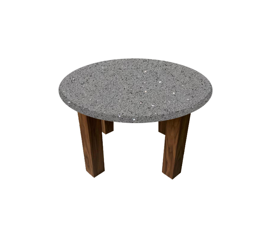 Grey Starlight Round Coffee Table with Square Walnut Legs
