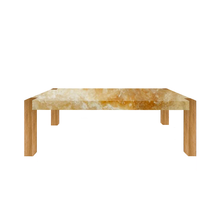 Honey Percopo Solid Onyx Dining Table with Oak Legs
