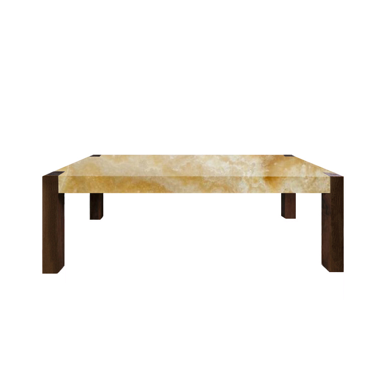 Honey Percopo Solid Onyx Dining Table with Walnut Legs