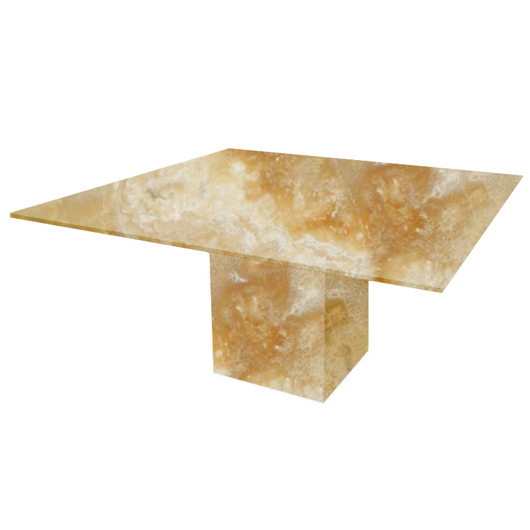 Honey Bergiola Square Onyx Dining Table