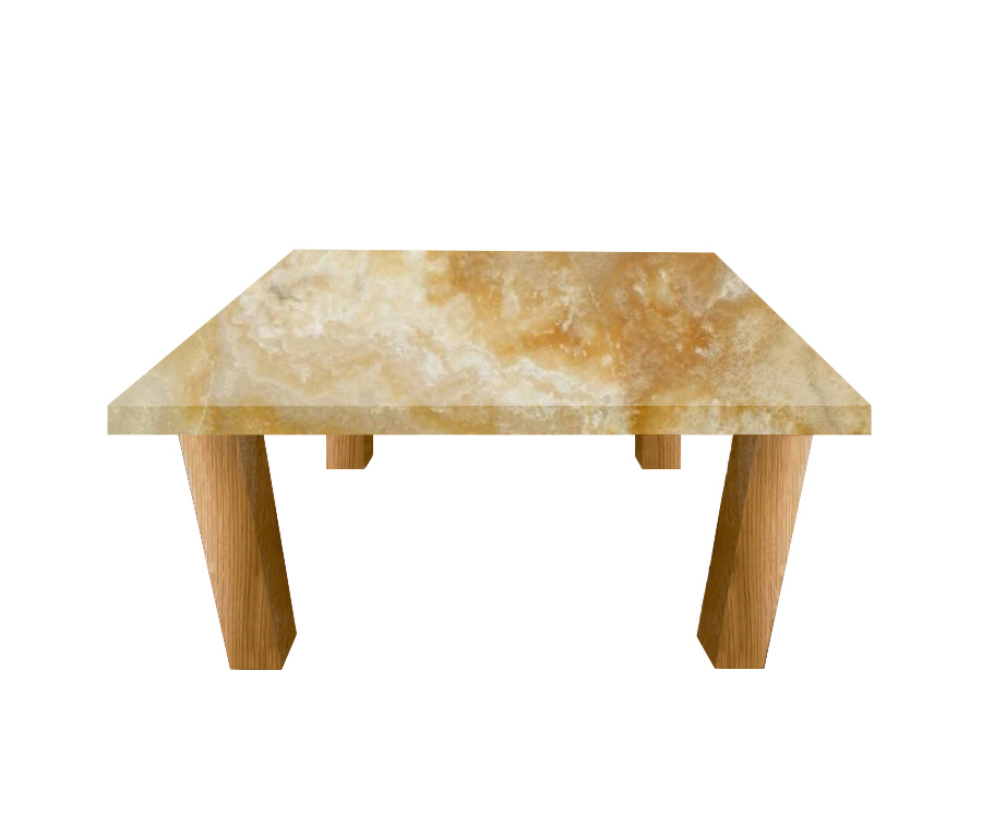 Honey Onyx Square Coffee Table with Square Oak Legs