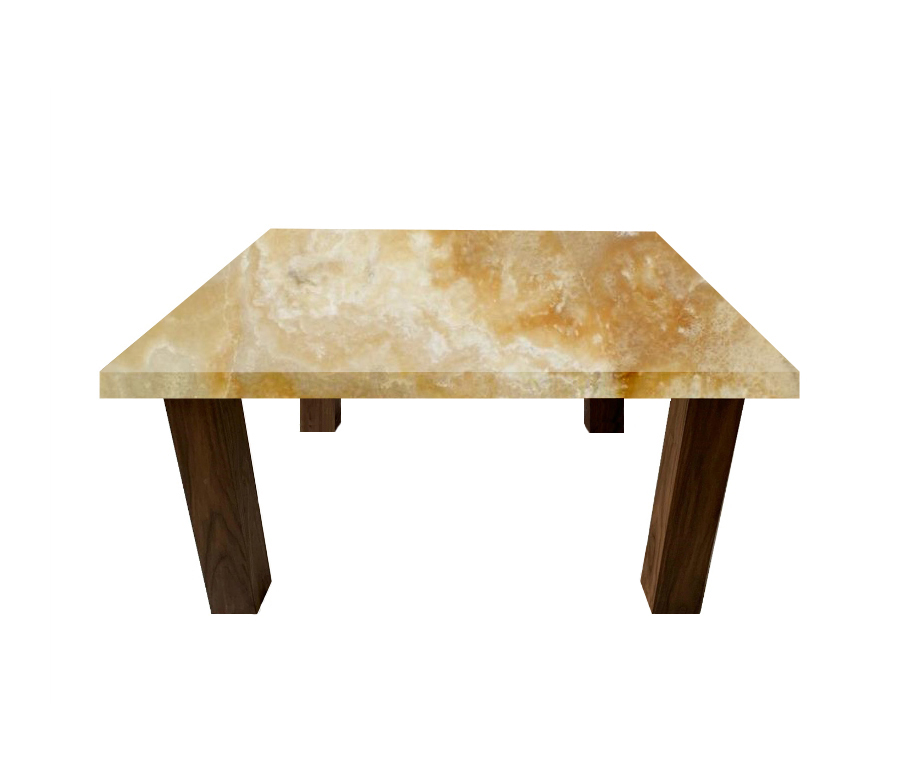 Honey Onyx Square Coffee Table with Square Walnut Legs