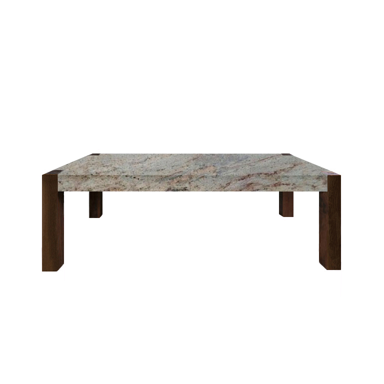 Ivory Fantasy Percopo Solid Granite Dining Table with Walnut Legs